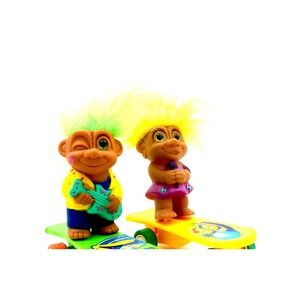Vintage 1992 Ace Novelty Skateboard Trolls – Rock 'n Roll Music Troll Doll Set